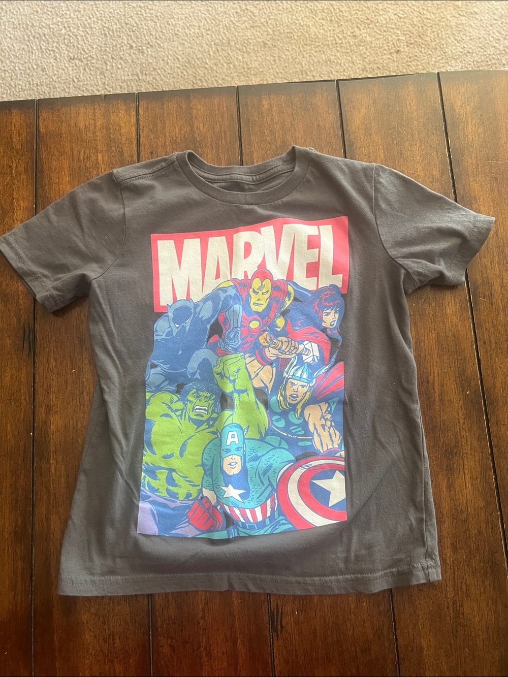 🎉🎉 5 for $20🎉🎉Marvel Graphic Tee - Gray with Multicolor Heroes